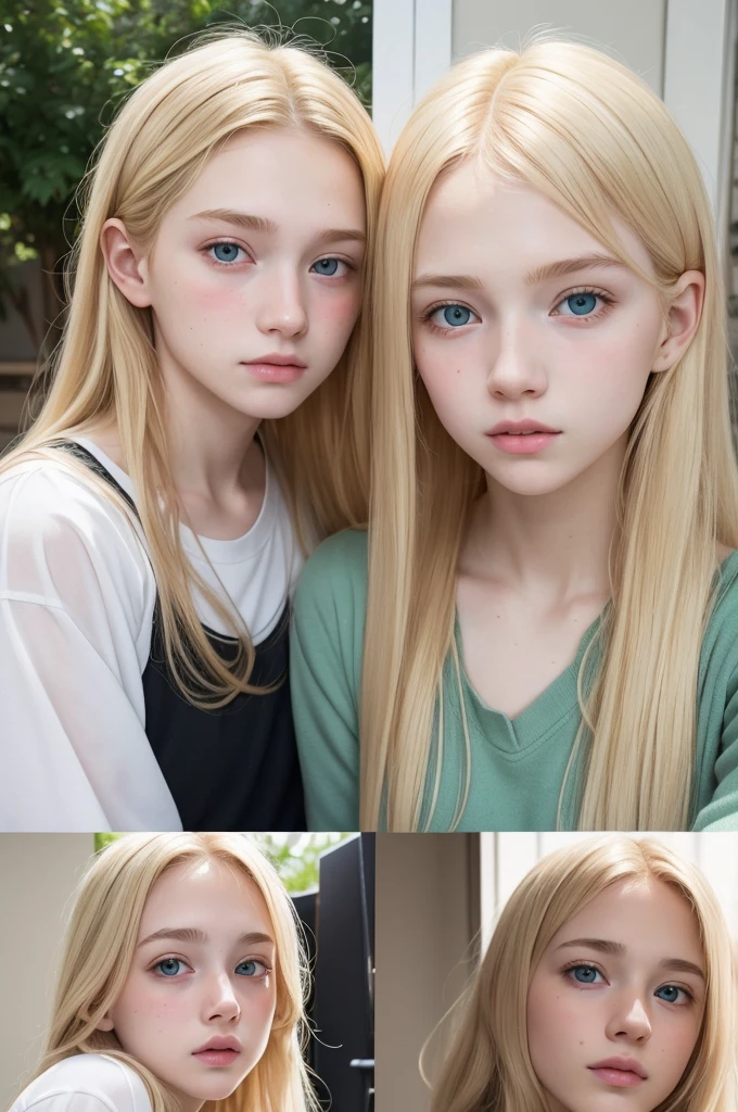 Woman, long dark blonde hair, pale anemic skin, freckles on the nose, brown eyes, slightly big ears, and I'm normally stressed but friendly, I have a sullen face (even though it's my normal face) medium breasts, wearing a sweater, eyes brown.