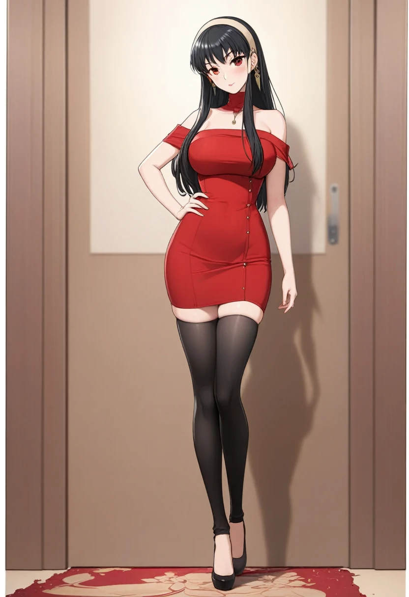 a woman in a red top and black pants posing for a picture, seductive anime girl, rin tohsaka, attractive anime girl, female anime character, anime woman, beautiful alluring anime woman, beautiful anime woman, cute anime waifu in a nice dress,  in dress, nico robin, anime full body illustration, ( ( ( yoshinari yoh ) ) )