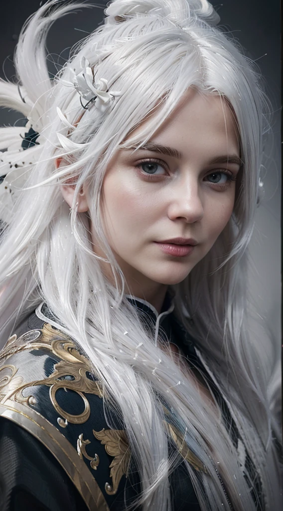 a close up of a person with white hair and a sword, white haired deity, with white long hair, with long white hair, artwork in the style of guweiz, white haired, guweiz, handsome guy in demon slayer art, beautiful character painting, by Yang J, white-haired, guweiz on pixiv artstation, anime character