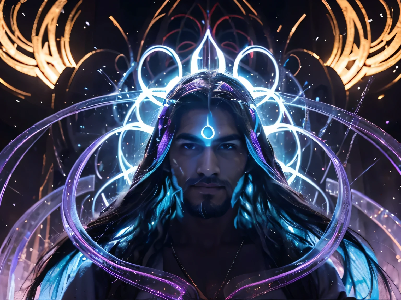 Man in white robe and blue sash standing in front of a wall, handsome prince of Persia, portrait of Bedouin D&d, dressed as Jesus Christ, with a smiling Orientalist face, Jason Momoa as Assyrian, young Greek, image of a male cleric, a portrait of the characterage
