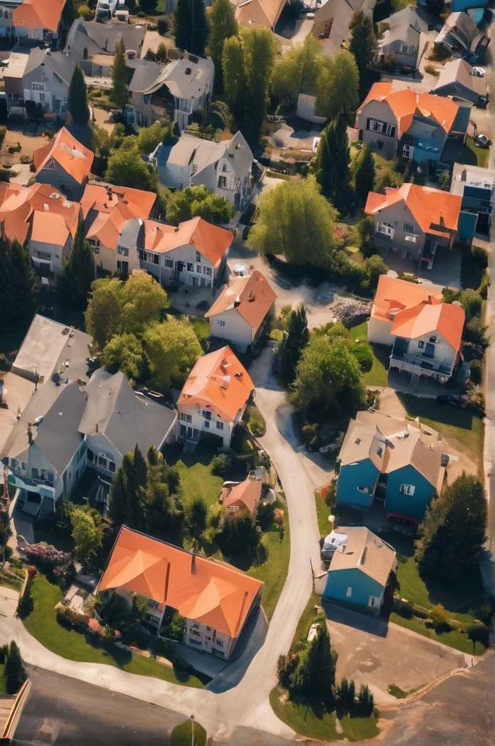 Aerial view of a small town