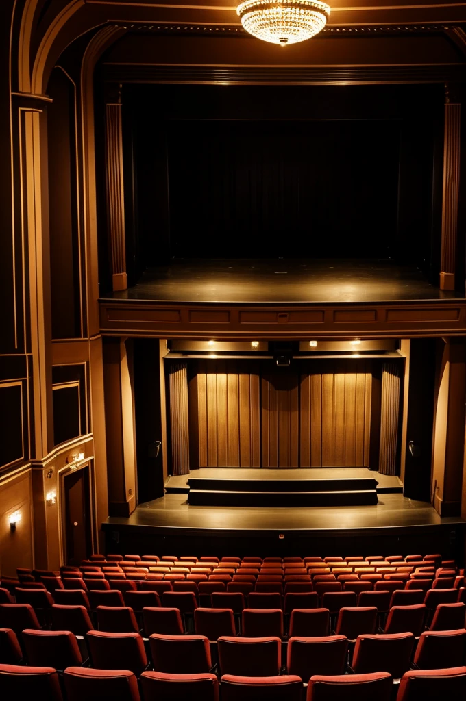 The stage of a theater with two actresses