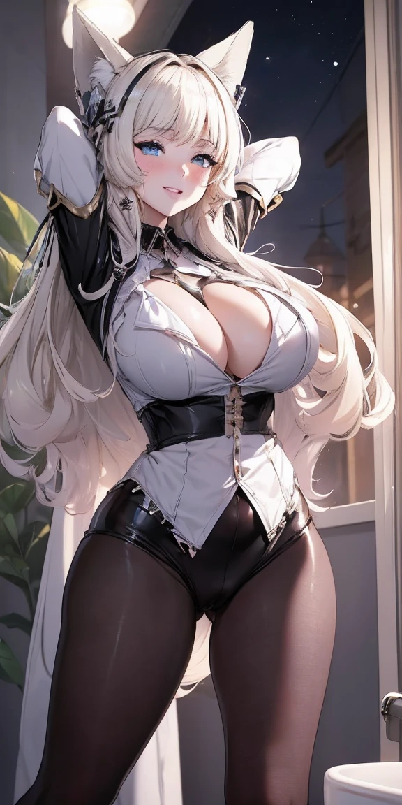 beautiful, breathtaking mature fox-woman, large, sagging breasts, light black hair with white streaks, earrings, (short shorts, superiority, naughty, thick thighs, with a sexy neckline: 1.1), (micro shorts: 1.1), ((masterpiece, best quality; 1.3)), ultra detailed, 8k unity wallpapers, CG, ray tracing, illustration, colorful, cinematic shadow, extremely detailed and beautiful background, vhd, VRay Shading, RT)), (slutty face: 1.2), mischievous smile, (large saggy breasts), wide hips, big ass, flirting with the viewer, facing the viewer, facial blush, standing in front, cute sexy pose, cowboy shot, on home porch, night, bright, bright light, ultra detailed, scenic, atmospheric, bimbo, big lips, detailed face and eyes, tilt headshot, intimacy, medium shot, thigh height, from below, gyaru, hair clip, ((wearring white sheer pantyhose)), long legs, long thighs, wide thighs, wide seductive pelvis, wide seductive ass, huge massive ass, seductive mature sex body, (((missionary fuck pose, missionary sex on bathroom)))