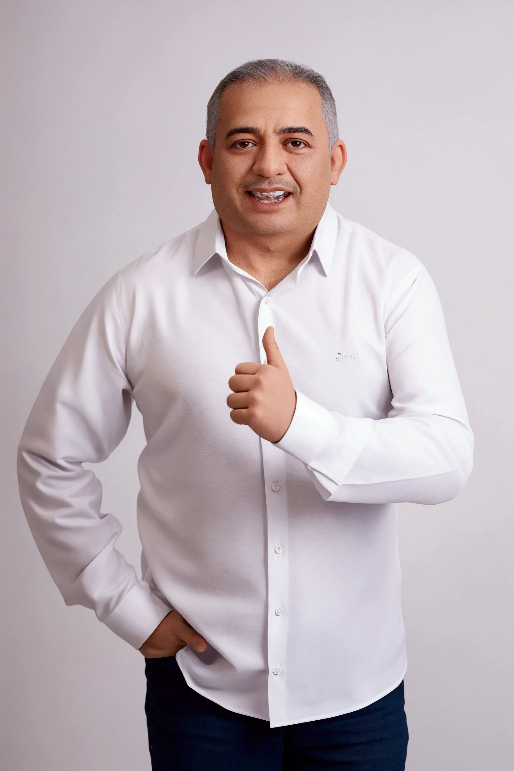 fit man in white shirt and jeans giving thumbs up sign, carlos ortega elizalde, danilo torres, André Rios, luiz escanuela, juan caloto, pedro correa, salustiano garcia cruz, Pablo Oliveira, carlos huante, professional profile photo, professional portrait photo, eloymorales, photo of a man