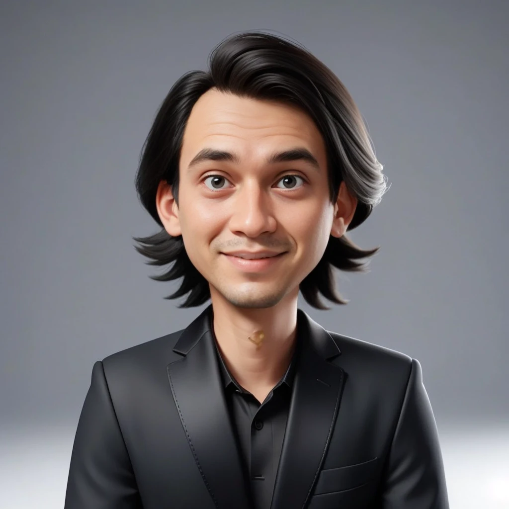 Young Man wearing a Graphic Hoodie, Facing the camera, Cartoon style, 8k. Dark gray background