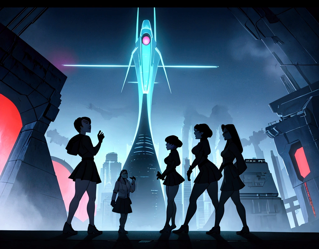 a college girl, dark hair, wearing a miniskirt, walking in a futuristic park, atompunk, in the middle of a futuristic city, outdoors, googie architecture buildings, (best quality,4k,8k,highres,masterpiece:1.2),ultra-detailed,detailed face, detailed eyes, detailed lips, long eyelashes, intricate details, vibrant colors, dramatic lighting, cinematic atmosphere, dynamic composition, hyper-realistic, volumetric fog, volumetric lighting, glowing neon signs, retro-futuristic, retrofuturism, retrofuturistic aesthetics, atompunk, atompunk architecture, dynamic pose, dramatic shadows, atmospheric haze