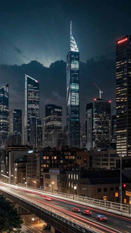 Hyper-realistic digital painting of a giant cat lounging in the middle of a bustling cityscape. The cat's massive size dwarfs the skyscrapers and buildings around it. Pedestrians and vehicles navigate around its paws as it playfully bats at the tops of buildings. The scene captures the contrast between the enormous feline and the tiny, detailed urban environment, creating a whimsical yet awe-inspiring atmosphere. Cinematic composition, trending on ArtStation.