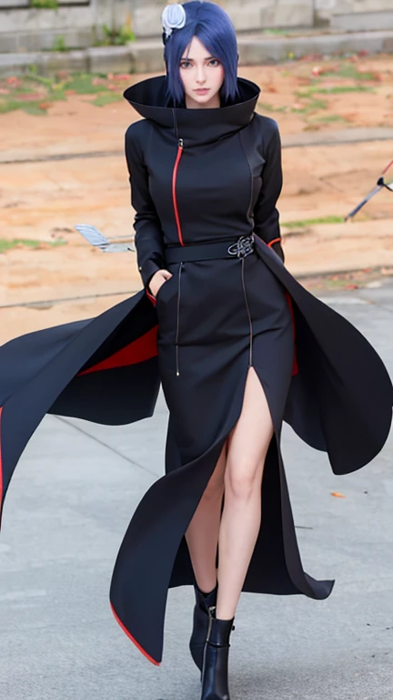 (((akatsuki outfit,Xiao clothing, ninja, black cloak,black coat, (((heavy,the woman \(naruto\),the woman, blue hair, Orange pupils, short hair, hair ornament, flower, hair flower, ))),(((wide hips))),S-shaped body:1.7))),((masterpiece)),high resolution, ((Best quality at best)),masterpiece,quality,Best quality,((( Exquisite facial features,looking at the audience,There is light in the eyes,shy,blush,pain,endure ))),(((Light and shadow interlace,super gigantic ,cleavage))),(((looking into camera,from above,looking down,looking into camera,white paper airplane,white paper,Hands hidden in sleeves ,sexy body)))slit