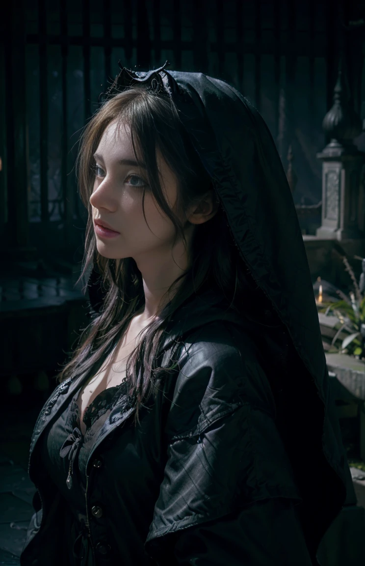 beautiful woman as grim reaper, 1 woman, black hooded cloak, scythe, dark fantasy, dramatic lighting, cinematic, dark moody atmosphere, intricate details, high quality, 8k, photorealistic, detailed facial features, mesmerizing eyes, haunting expression, flowing cloak, ominous presence, dramatic pose, dark and moody color palette, chiaroscuro lighting, gothic, dramatic shadows, supernatural, mystical, ethereal, elegant, powerful, commanding