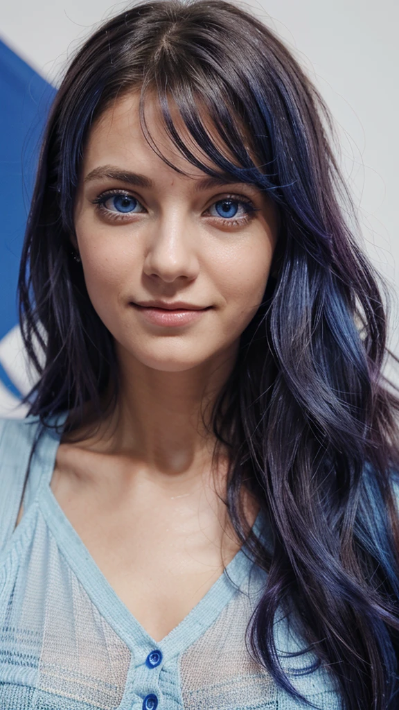 1 fille, , blue eye, ssmile, Longhaire, 
