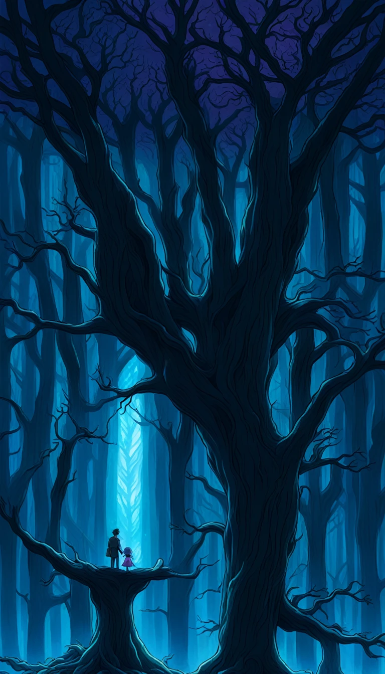 Luminescent Grand Tree, Colossal Mangrove Tree with Bioluminescent veins of light illuminating the alien jungle landscape, Grand Tree, Turquoise and Purple color scheme only, Turquoise and Purple colors only, Turquoise and Purple, Made in Abyss, Stormlight Archive, Studio Ghibli, Anime Key Visual, by Makoto Shinkai, Deep Color, Intricate, 8k resolution concept art, Natural Lighting, Beautiful Composition, Xianxia style