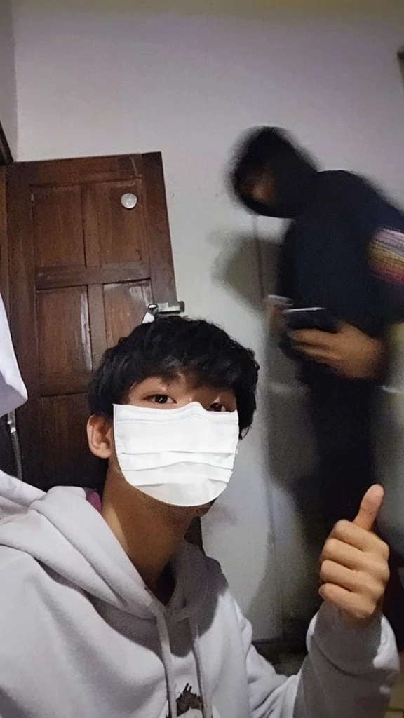 Ultra realistic, 1 boys, use white hodie, use white mask, ultra details, hd image, high PixelMaster, upscale2×