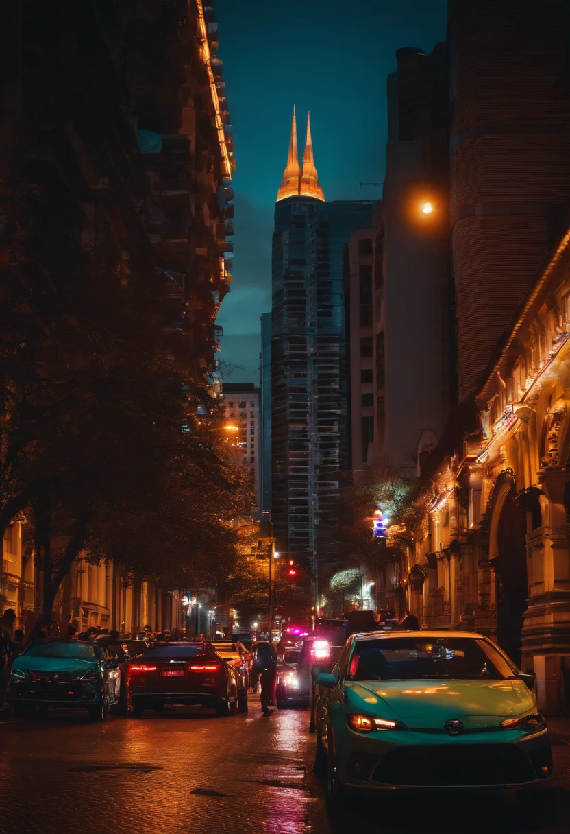 City night neon cars People coqueiro por do sol