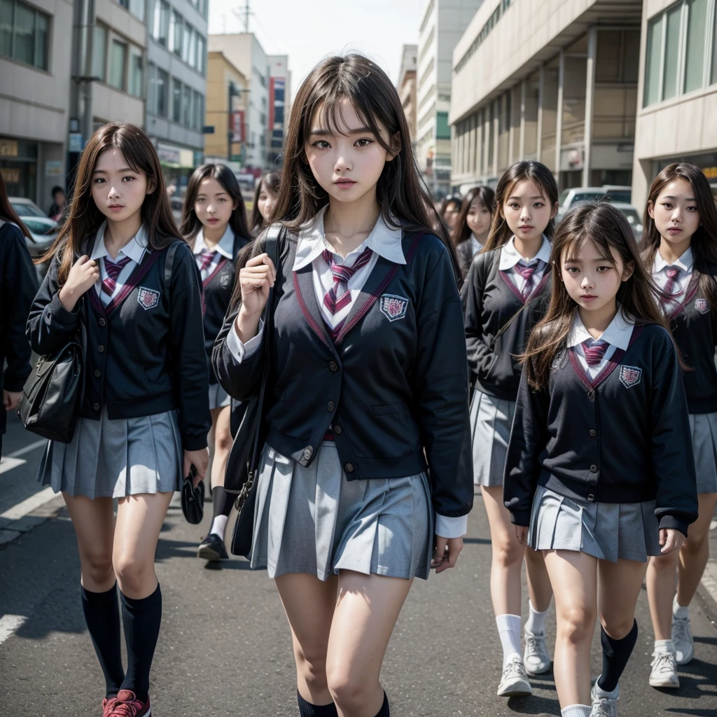 7 girls, Koreans, school clothes