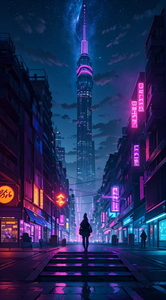 (best quality,4k,8k,highres,masterpiece:1.2),ultra-detailed,(realistic,photorealistic,photo-realistic:1.37),landscape,neon style,purple,navy blue,lilac,red lights,reflection,night city,bustling streets,futuristic buildings,metropolis vibes,magical atmosphere,dreamy clouds,palm trees silhouettes,glowing signs,shimmering water,mysterious shadows,nightlife district,passionate energy,hustle and bustle,inviting alleyways,enchanted feeling,star-filled sky,vibrant colors,dynamic composition,electric ambiance,dazzling cityscape,neon glow,urban charm,awe-inspiring view,serene river,majestic skyline,modern architecture,nighttime enchantment,immersive experience,captivating scenery,ethereal beauty,striking contrasts,dim lighting effects,endless possibilities.
