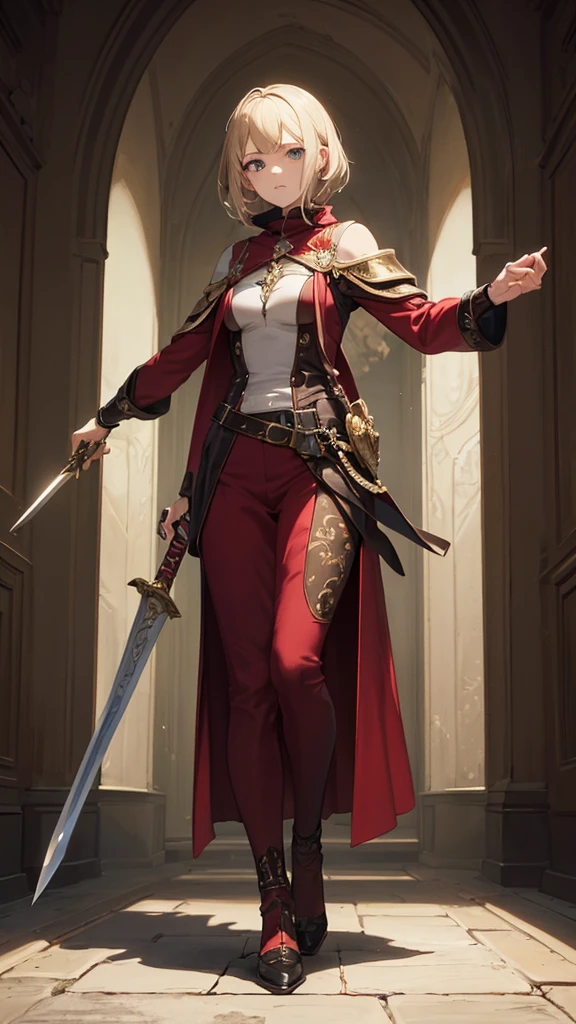 (masterpiece, 4K ,Super detailed:1.2), (anime:1), (Perfect quality), (anger), (((Adult body))), The whole body is shown, View Viewer, Holding a sword, Adult women, tall, Full Body Art, Knight's full plate decorated armor, Silver Cape, Perfect detail, Desperate look, Ultra violent women, Powerfully々And, Muscular, Military Commander, A woman in very heavy white armor, Green Hair