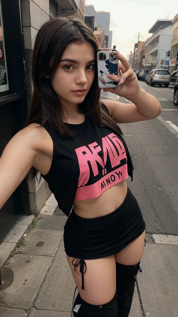 Selfie with Y2k style clothes 