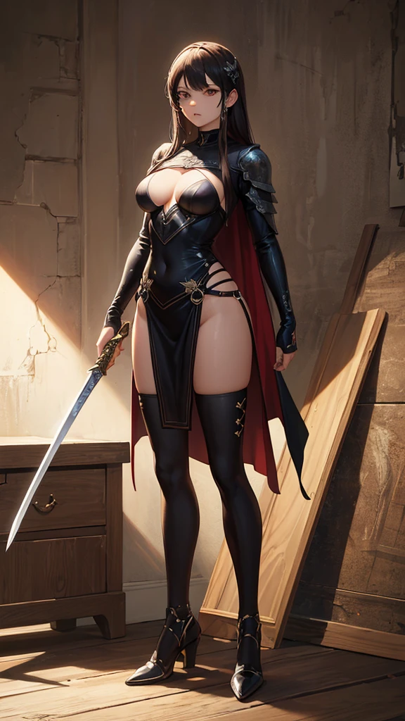 (masterpiece, 4K ,Super detailed:1.2), (anime:1), (Perfect quality), (anger), (((Adult body))), The whole body is shown, View Viewer, Holding a sword, Adult women, tall, Full Body Art, Knight's full plate decorated armor, Silver Cape, Perfect detail, Desperate look, Ultra violent women, Powerfully々And, Muscular, Military Commander, A woman in very heavy white armor, Green Hair