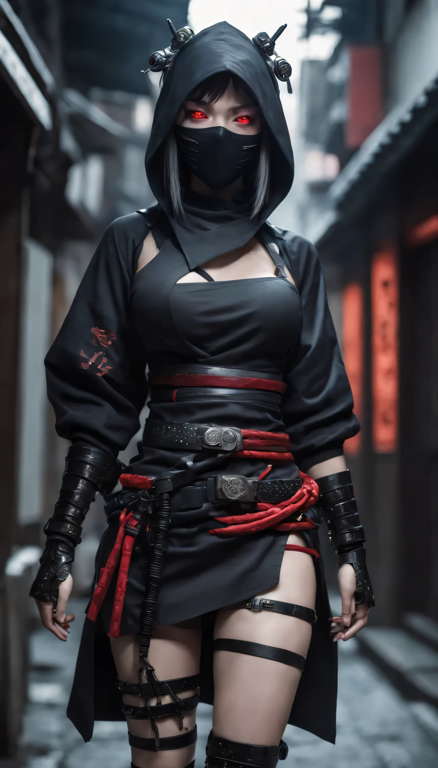 girl sexy ninja shinobi cyberpunk robot cyborg .big thighs.Wallking street
two samurais walking down a street at night, yasuke.Ninja wearing conical hat. shinobi Cyborg. Red eyes, devil mask, rain. Dark night. Equipped with Sword on back. Katana on back. Robot. gears. screws. lights. wires on back. Arresting monsters in alleys.real. tokyo. big thighs. UE5 CGI