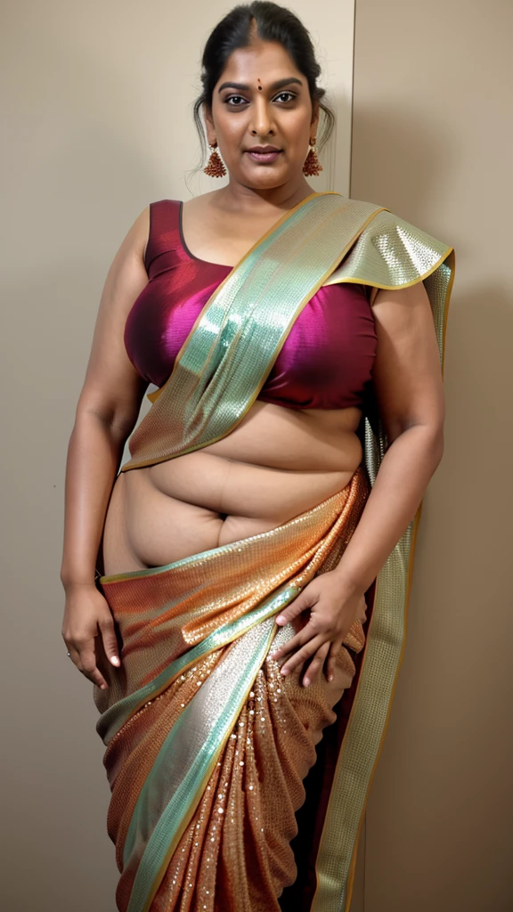 Sexy fat plus size indian bhabhi, 60 years old Woman, big Indian mommy, horny mommy, hot Amma, big Indian aunty bhabhi, wide body , heavy figure, sleeveless blouse, desi hot aunty, looks like Kriti Sanon, wearing sleeveless saree blouse, sexy sequin saree, bold saree fashion, bong saree fashion, bold hot photoshoot, sexy sequin saree, she has fleshy arms and fat wide belly, sexy armpits, showing her attractive fleshy figure, high quality skin, skin pores, skin texture, deep juicy navel, sexy navel folds, fleshy figure, jiggly belly, hyper realistic skin, RAW Foto, thick juicy figure, 