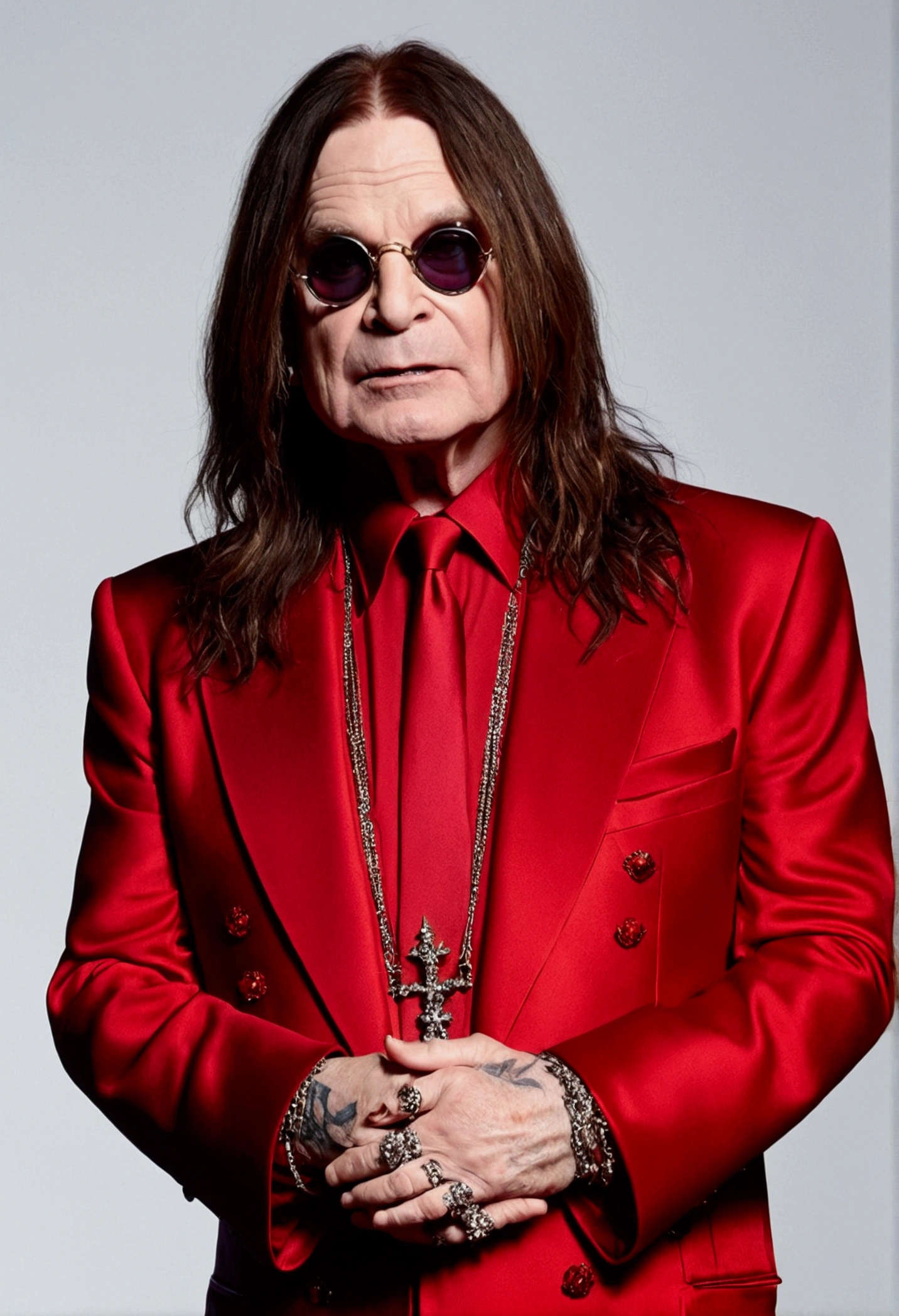 Ozzy Osbourne wearing a red dress