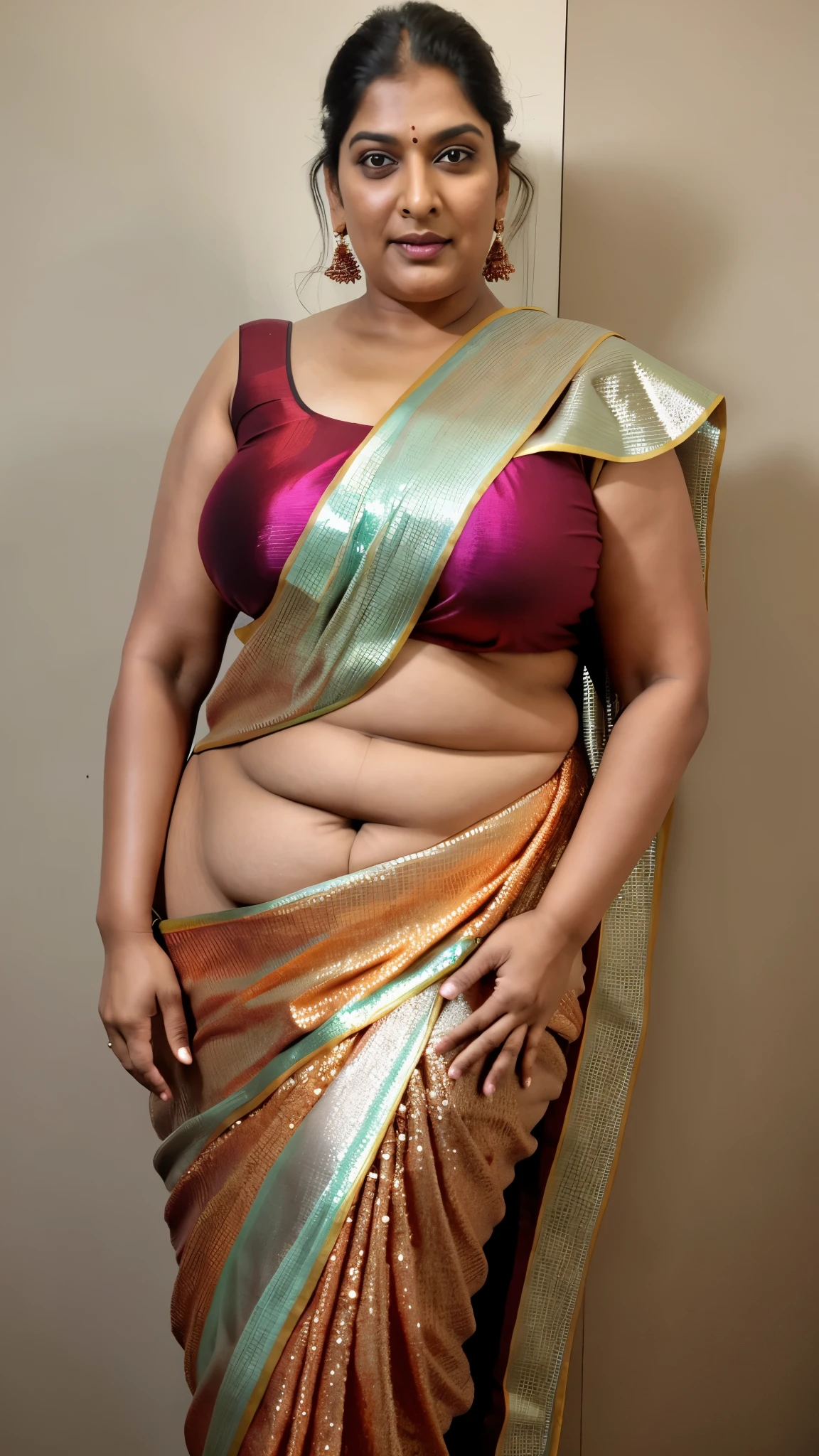 Sexy fat plus size indian bhabhi, 60 years old Woman, big Indian mommy, horny mommy, hot Amma, big Indian aunty bhabhi, wide body , heavy figure, sleeveless blouse, desi hot aunty, looks like Kriti Sanon, wearing sleeveless saree blouse, sexy sequin saree, bold saree fashion, bong saree fashion, bold hot photoshoot, sexy sequin saree, she has fleshy arms and fat wide belly, sexy armpits, showing her attractive fleshy figure, high quality skin, skin pores, skin texture, deep juicy navel, sexy navel folds, fleshy figure, jiggly belly, hyper realistic skin, RAW Foto, thick juicy figure, 