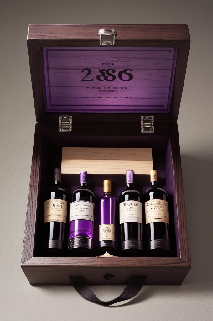 Purple and black whiskey box with the number 28 on the front 