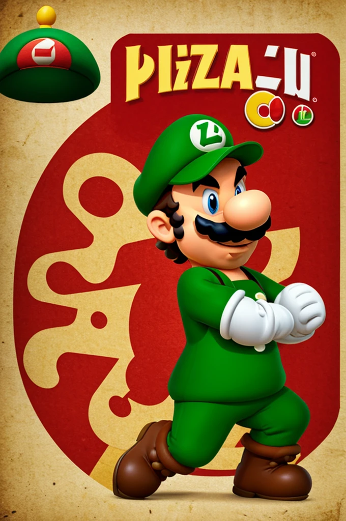 Make a logo for a pizzeria called Pizza Luigi with the character Luigi from Mario Bros.