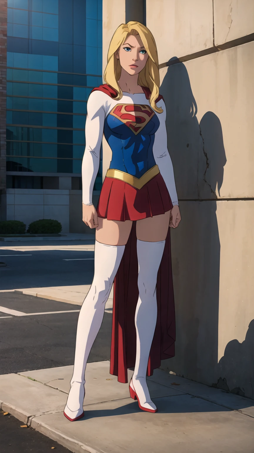 ((full body photo, standing, feet on the ground)) dc comics, supergirl,white panty