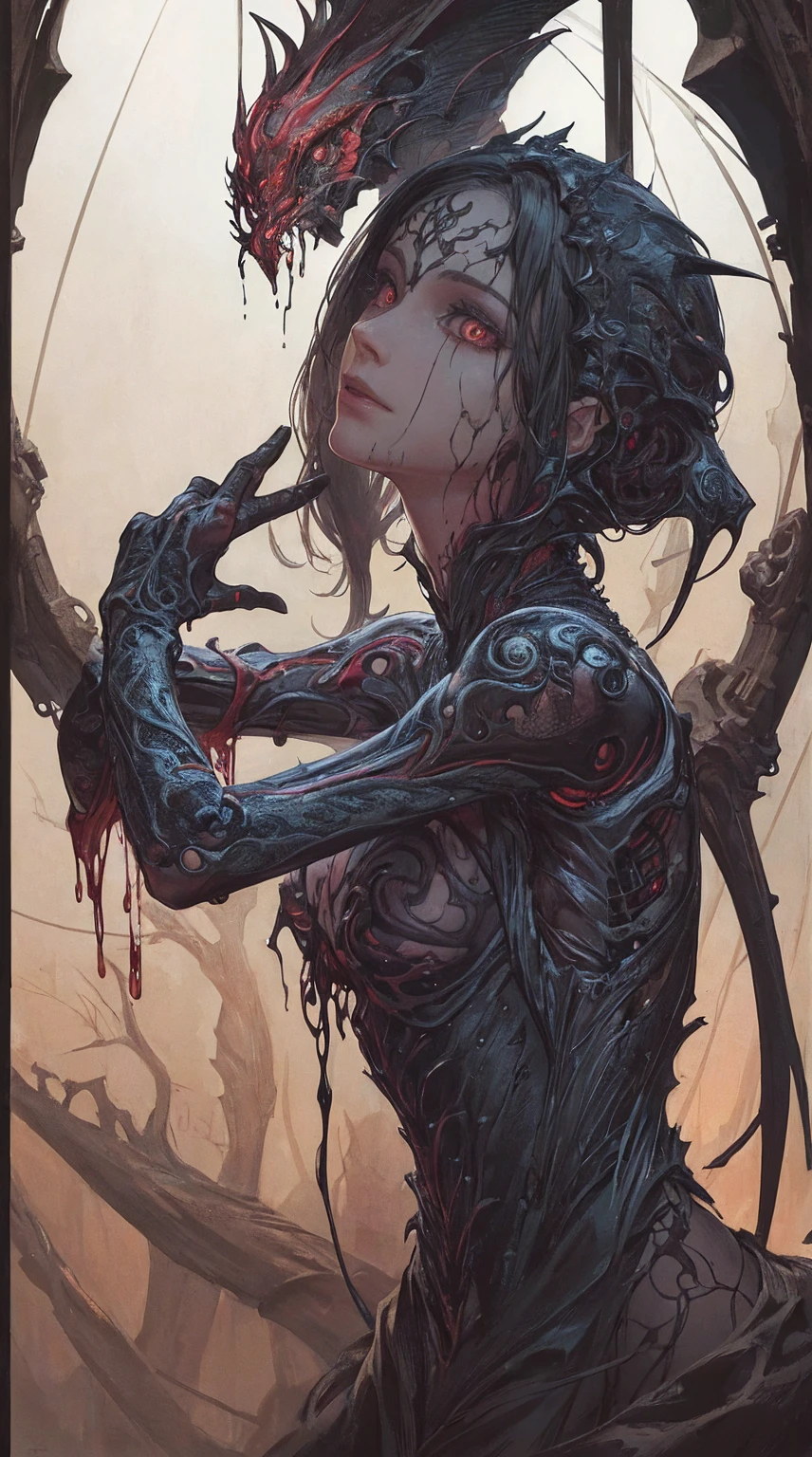 (body horror:1.4), (biomachine:1.3), (bloody:1.2), living being, (nipples), (colorful:1.2), Hans Giger, many hands, (zentangle:1.2),
oil on matte canvas, sharp details intricate, highly detailed, digital painting, rich color, smooth, sharp focus, illustration, Unreal Engine 5, 8K, art by artgerm and greg rutkowski and alphonse mucha
(masterpiece,detailed,highres:1.2),