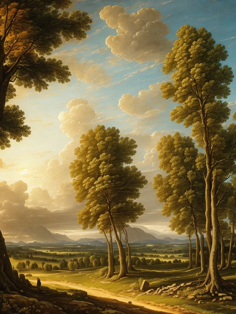 16k, massive details, ((complex details))) immense sky,field of many trees intertwined in the trunks,amazing sky,Level 15,rocky surface, (photorealistic), art (((Claude Lorrain))), J.R. Tolkien Type [sharp focus], (HDR), (8k), (gigapixel), (masterpiece)