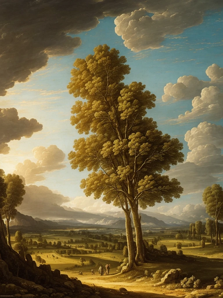 16k, massive details, ((complex details))) immense sky,field of many trees intertwined in the trunks,amazing sky,Level 15,rocky surface, (photorealistic), art (((Claude Lorrain))), J.R. Tolkien Type [sharp focus], (HDR), (8k), (gigapixel), (masterpiece)