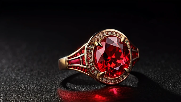 legendary, red diamond ring, epic, fantasy, red glowing effect, dark background, dragon body ring