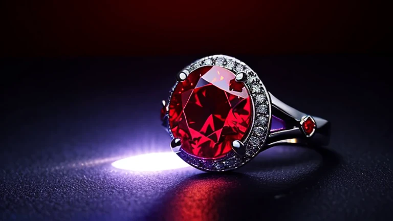 legendary, red diamond ring, epic, fantasy, red glowing effect, dark background, dragon body ring