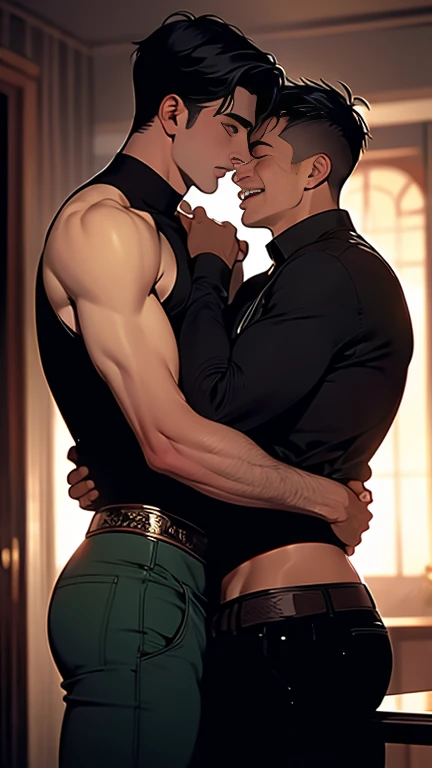 two men embracing each other erotically