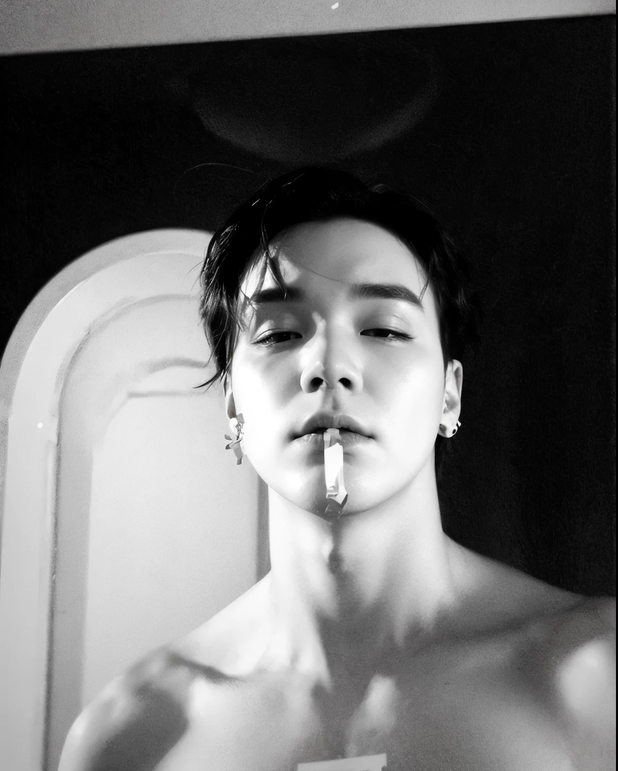 yoongi from bts face, fotorrealista, ultrahd, 8K