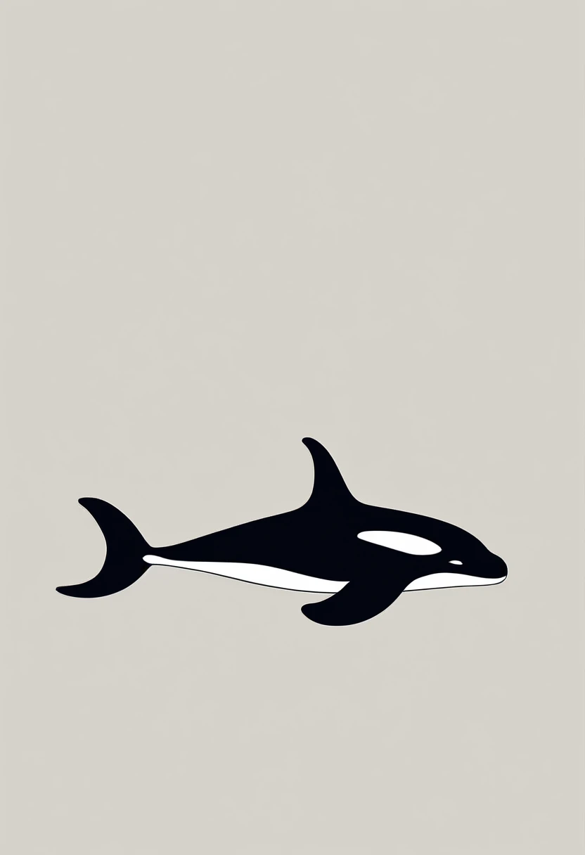 Minimalist drawing of a killer whale, without showing teeth or eyes, WWF brand style