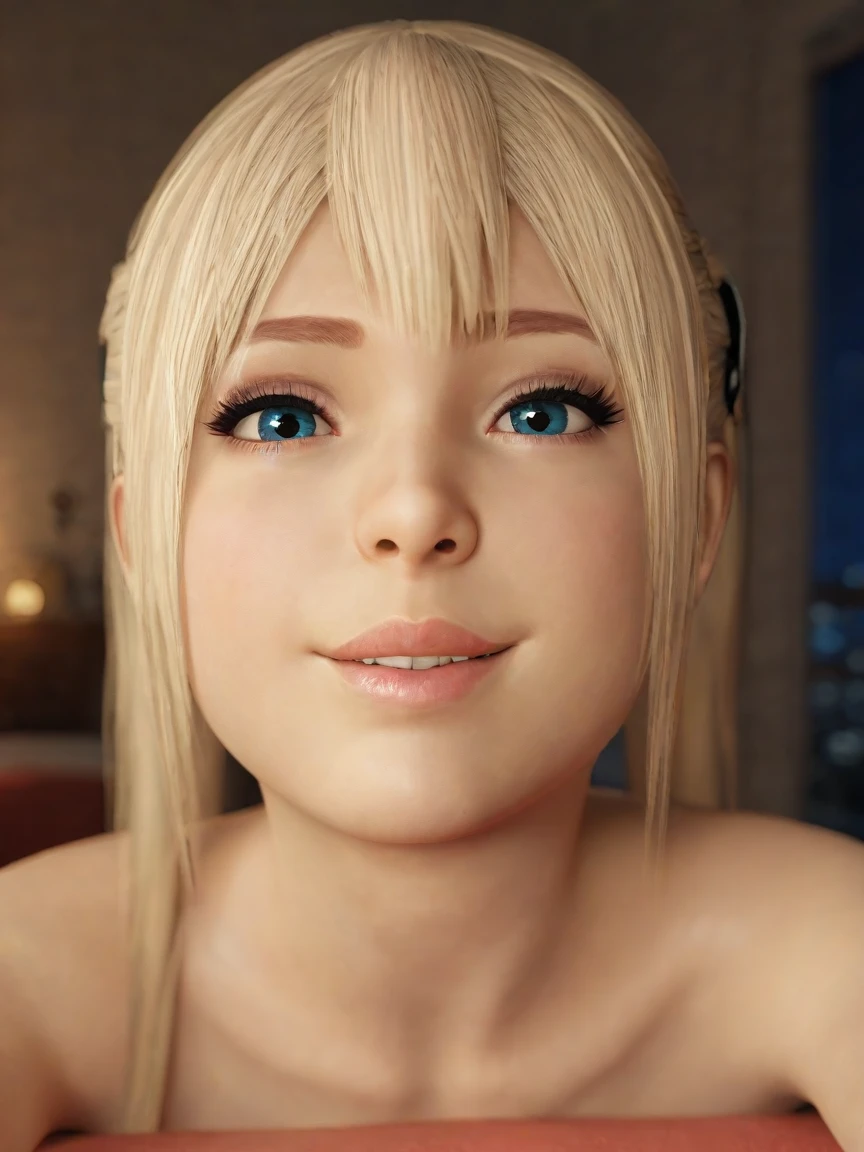 score_9_up, score_8_up, score_7_up, source_3d, blender 3d, detailed 3d, nsfw, detailed body, looking at viewer, pov, realistic, solo focus, soft smile, face focus, close up, solo focus, background bedroom, (at night, dark, blurry background), (realistic, cinematic, high quality, photorealistic, best quality, ultra detailed), marie rose