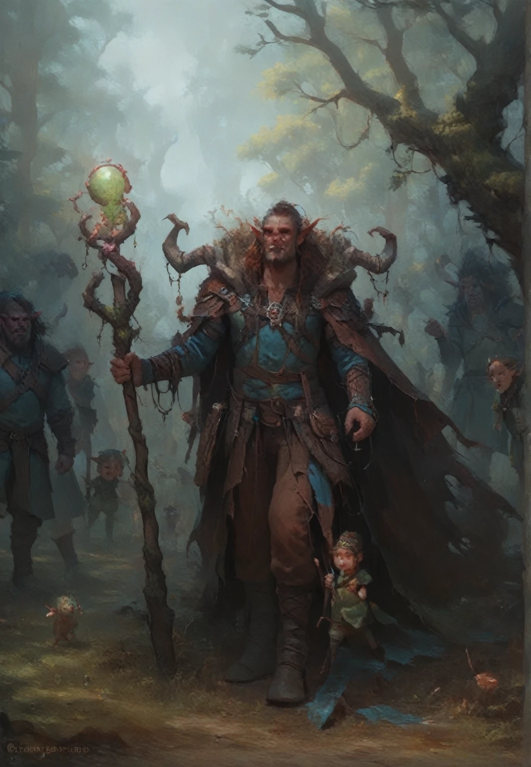 a painting of a man with a horned head and a staff, um Druida, portrait of a forest mage, shaman witch, portrait of a Druid femininaa, Druid femininaa, female troll shaman, enchanter fúngico, Druid tiefling atraentea, Gnome Druid, arte de fantasia de tyler edlin, natureza Druida, Druid tiefling sedutora, fêmea orc Druid da florestaa, Druid