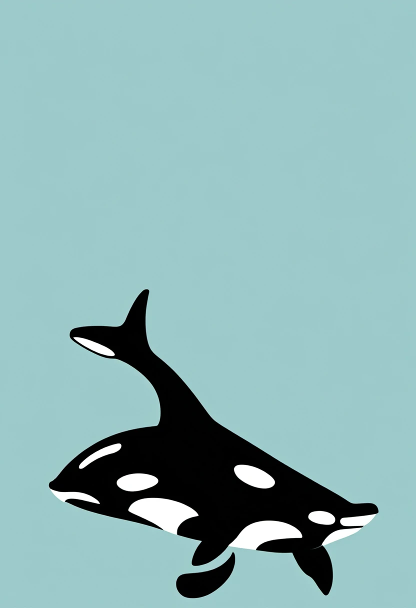 Minimalist drawing of a killer whale, without showing teeth or eyes, WWF brand style
