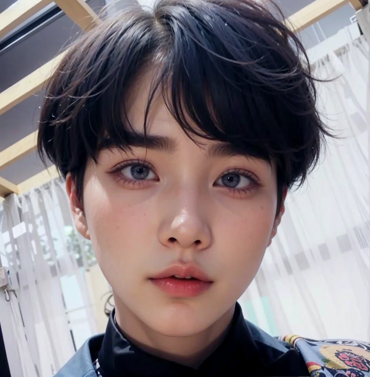 Arafa woman with dyed hair sitting at a table, Jung Jaehyun, Adorable pale korean face., Smart Ulzzang, kim doyoung, with short hair, Jossi Hacer Blackpink, Hong Jun Hyung, Tae June Kim, ulzzang, the hime cut, jaeyeon nam, xqc, jimin park, platinum short hair