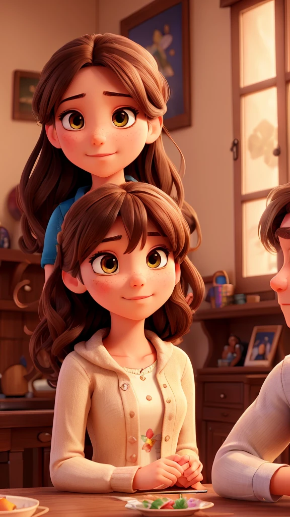 a young woman asking her brother-in-law where her birthday gift is, intricate details, beautiful girl, detailed facial features, warm lighting, vibrant colors, photorealistic, masterpiece, 8k, ultra-detailed, high quality, digital art