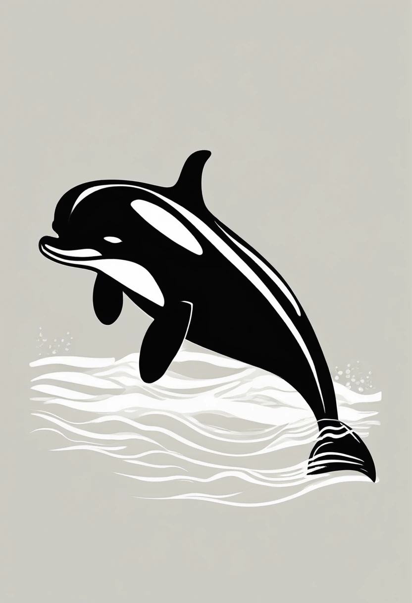 Minimalist drawing of a killer whale, without showing teeth or eyes, WWF brand style