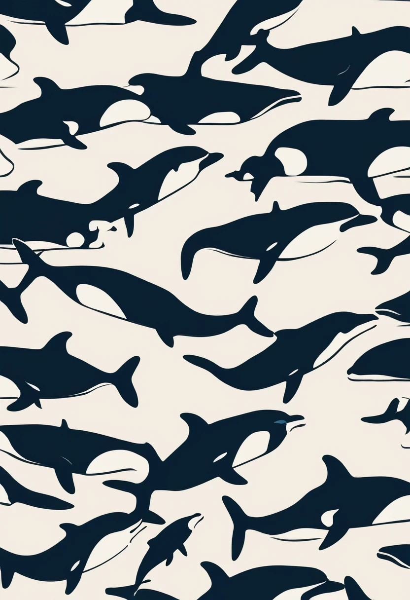 Minimalist drawing of a killer whale, without showing teeth or eyes, WWF brand style