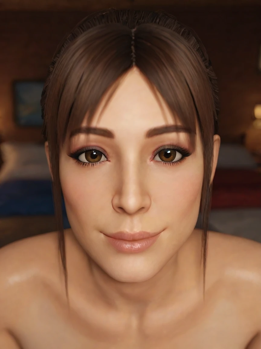 score_9_up, score_8_up, score_7_up, source_3d, blender 3d, detailed 3d, nsfw, detailed body, looking at viewer, pov, realistic, solo focus, soft smile, face focus, close up, solo focus, background bedroom, (at night, dark, blurry background), (realistic, cinematic, high quality, photorealistic, best quality, ultra detailed), hinataSDXL