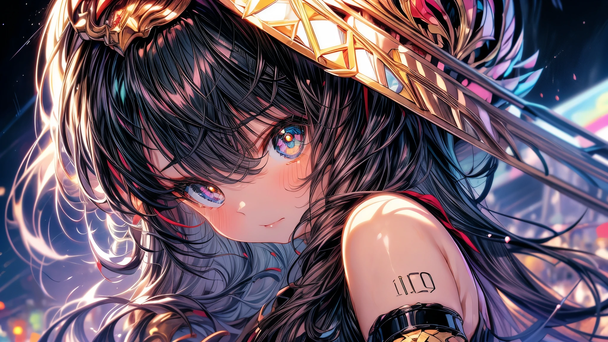 of the highest quality、Masterpiece、anime girl、brass band club、play the Claxon、serious face、Upper part of the body、by ocher