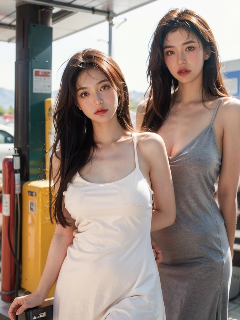 full body shot, Best quality, 20y, (chubby:1.2), 1girl, kazakh, wearing bohemian woolen dress, big breast, (sexy:1.2) (redhead:1.2), hair blowing in the wind, moody, dep shadow, low key, posing in gas station, (perfect object:1.2), kodacrhome, (cinematic lighting:1.3), (ultra highres;1.3), highly detailed:1.3), masterpiece, sharp focus, beautiful film bokeh, surreal view, candid style, shot by zenit camera with 35mm lens, Portrait by annie leibovitz