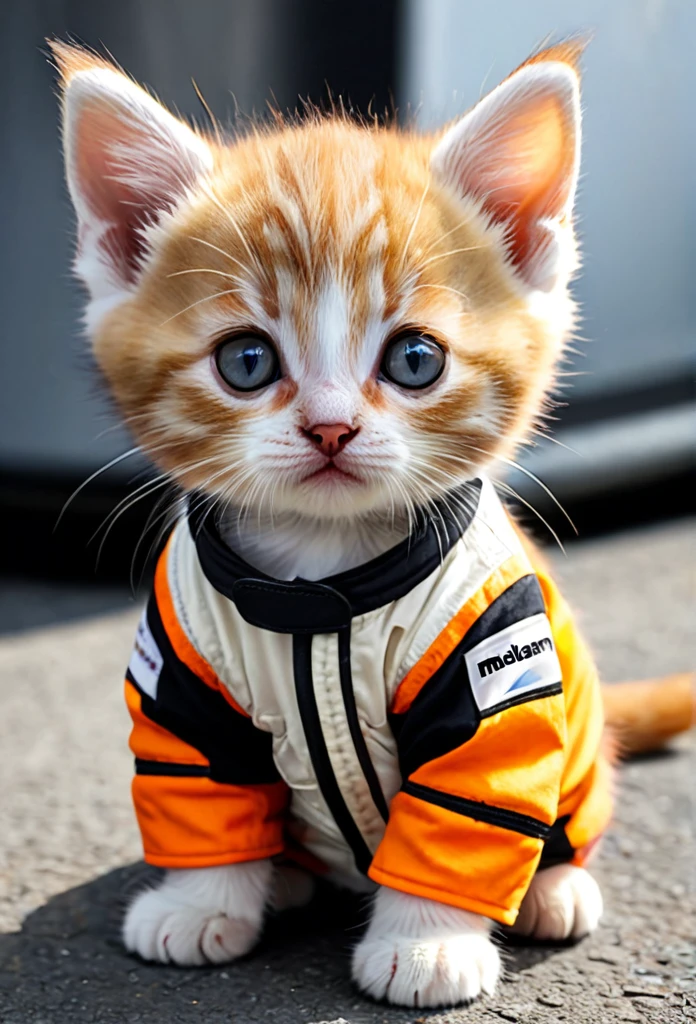 Sad kitten because he wants to be a formula 1 driver at McLaren but is homeless