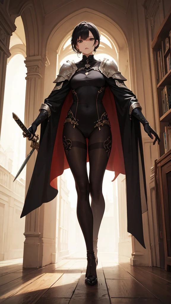 (masterpiece, 4K ,Super detailed:1.2), (anime:1), (Perfect quality), (anger), (((Adult body))), The whole body is shown, View Viewer, Holding a sword, Adult charm, tall, Full Body Art, Knight&#39;s full plate decorated armor, Silver Cape, Perfect detail, Desperate look, Ultra violent women, Powerfully々And, Muscular, Knight Commander, Green Hair