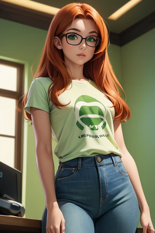 Mikaela,orange hair,blue eyes,smile,cleavage,
black vest,round glasses,midriff,
sitting,
night,forest,buildings,
(insanely detailed, masterpiece, best quality),<lora:MikaelaReid:0.8>,